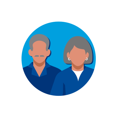 Icon of elder couple representing older age being a risk factor for PAD